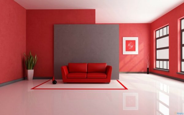 ¡Los colores neutros se han ido! El rojo es el nuevo color de 2018 salon rojo muro gris 600x375 - ¡Los colores neutros se han ido! El rojo es el nuevo color de 2018